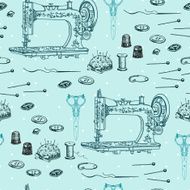 Decorative pattern with needlework objects