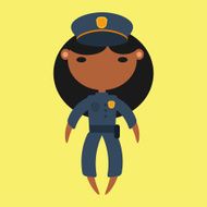 Black girl policewoman illustration