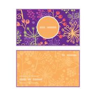 Vector colorful garden plants vertical round frame pattern business cards N2