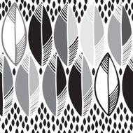 Seamless monochrome pattern with abstract leaves