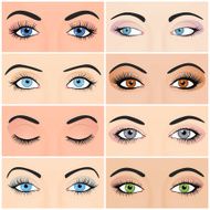 Set of female eyes and brows image with beautifully fashion