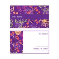 Vector colorful garden plants horizontal stripe frame pattern business cards