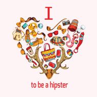 Hipster sketch heart N2