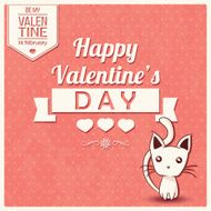 Valentine&#039;s day card with typographic message and a kitten vector