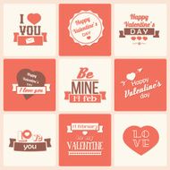 Collection of Valentine&#039;s day vintage labels typographic design elements