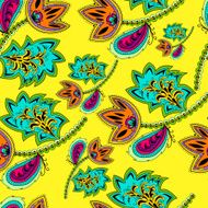 Seamless pattern with colorful abstract flowers