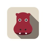 Animal Hippo face flat icon