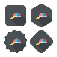 Peaked cap flat icon with long shadow N3