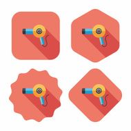 Hair dryer flat icon with long shadow N3