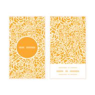 Vector golden lace roses vertical round frame pattern business cards