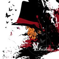 Fashion girl in sketch-style N153