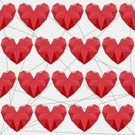 geometric abstract polygonal hearts seamless pattern for valentines day N2