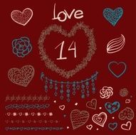 Vector large creative set of Valentines day