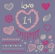 Vector large creative set of Valentines day N3