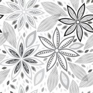 Monochrome seamless pattern of abstract flowers N4