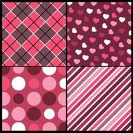 Set of 4 Vector Patterns for Valentine&#039;s Day