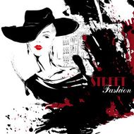 Fashion girl in sketch-style N154