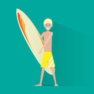 surfer man with surfing board flat icon vector