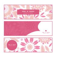 Vector pink abstract flowers horizontal banners set pattern background N2