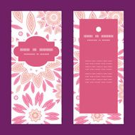 Vector pink abstract flowers vertical frame pattern invitation greeting cards