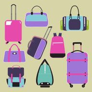 collection with Baggage and travel bag