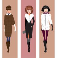 Fashionable woman in winter clothes Vector illustration