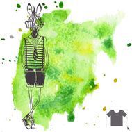 Hand Drawn Fashion Portrait Of Hipster Zebra N2
