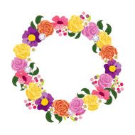 Beautiful greeting card with floral wreath Holiday and cute summer