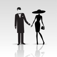 Vector silhouettes of lady and gentleman