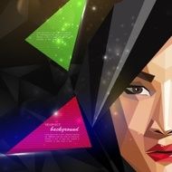 illustration with an asian woman face in polygonal style modern