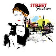 Fashion girl in sketch-style N155