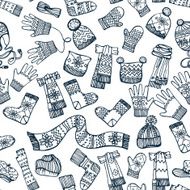 Knitted clothing accessories seamless pattern Outline Sketchy