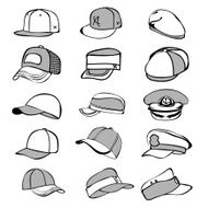 cap set isolated on white hat icon vector baseball rap N7