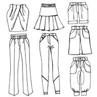Outline Sketchy clothing Females skirts trousers set