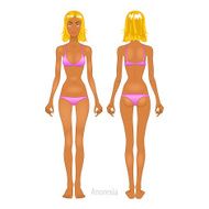Fat and thin woman vector illustration normal anorexia body N5