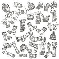 Outline Sketchy Females knitted clothing accessories set