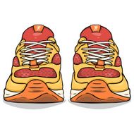 Vector Cartoon Red and Yellow Running Shoes
