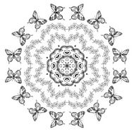 Pattern with butterflies and flowers not seamless