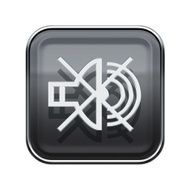 Speaker off icon glossy grey isolated on white background
