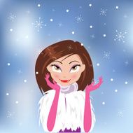 Beautiful stylish girl in Christmas Vector illustration
