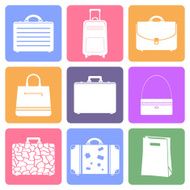 Bags and suitcases flat icons