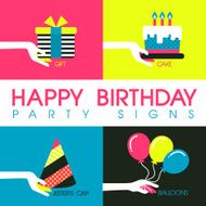 flat design for birthday party signs concept