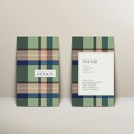 plaid design business card template in green N2