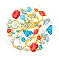 Set of beautiful jewelry and precious stones