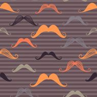 Vintage seamless pattern with mustache and stripes background