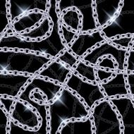 Glowing silver serpentine chains on black N2