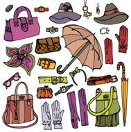 Fashion Female Accessories Set Hand drowing Sketch