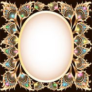 background frame with gold ornament form of a peacock fe