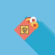 Chinese New Year Ancient coins lucky pendant flat icon eps10 N20