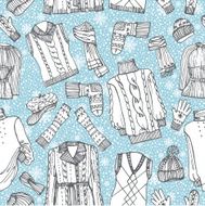 Sketchy Females knitted clothing snowflakes seamless pattern